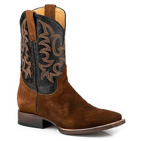 Men's Stetson Obadiah Leather Boots Handcrafted Suede Brown - yeehawcowboy