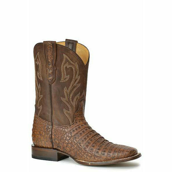 Men's Stetson Cameron Caiman Belly Boots Handcrafted Brown