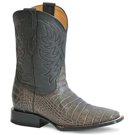 Men's Stetson Aces Alligator Boots Handcrafted Burnished Gray - yeehawcowboy