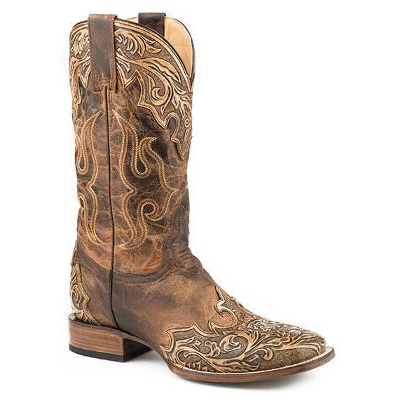 Men's Stetson Isaac Hand Tooled Tru-X System Leather Boots Handcrafted Tan - yeehawcowboy