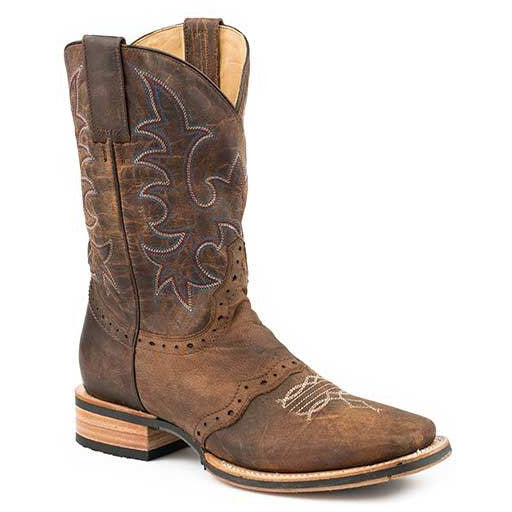 Men's Stetson Barret Tru-X System Leather Boots Handcrafted Brown - yeehawcowboy