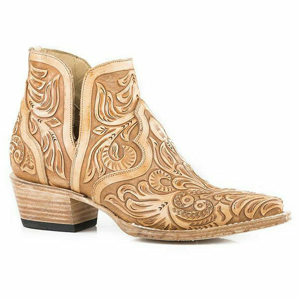 Women's Stetson Aviana Leather Boots Handcrafted Tan - yeehawcowboy