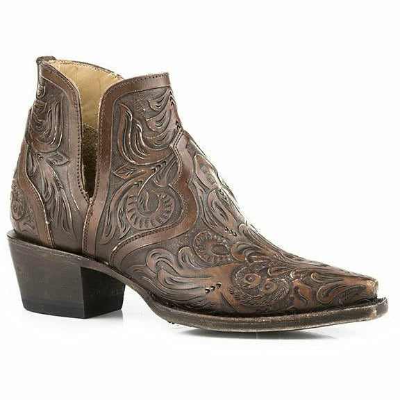 Women's Stetson Aviana Leather Boots Handcrafted Brown - yeehawcowboy
