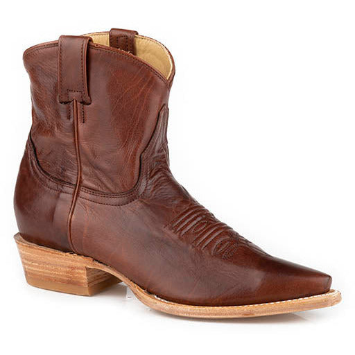 Women's Stetson Riley Ankle Leather Boots Handcrafted Cognac - yeehawcowboy