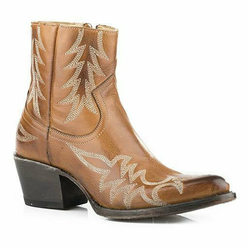 Women's Stetson Gianna Leather Boots Handcrafted Tobacco - yeehawcowboy