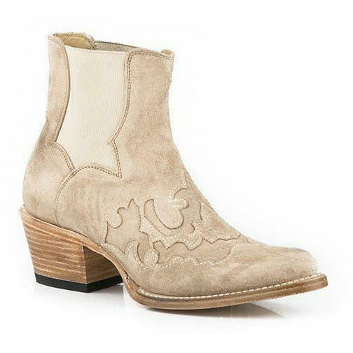 Women's Stetson Zoey Suede Boots Handcrafted Tan - yeehawcowboy