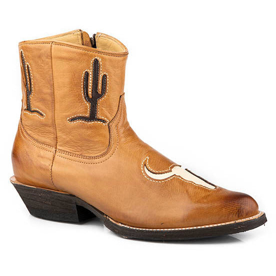 Women's Stetson Tempe Ankle Leather Boots Handcrafted Gold - yeehawcowboy