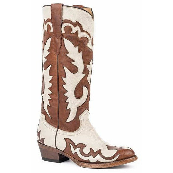 Women's Stetson Sabra Boots Vintage Round Toe Handmade Brown - yeehawcowboy