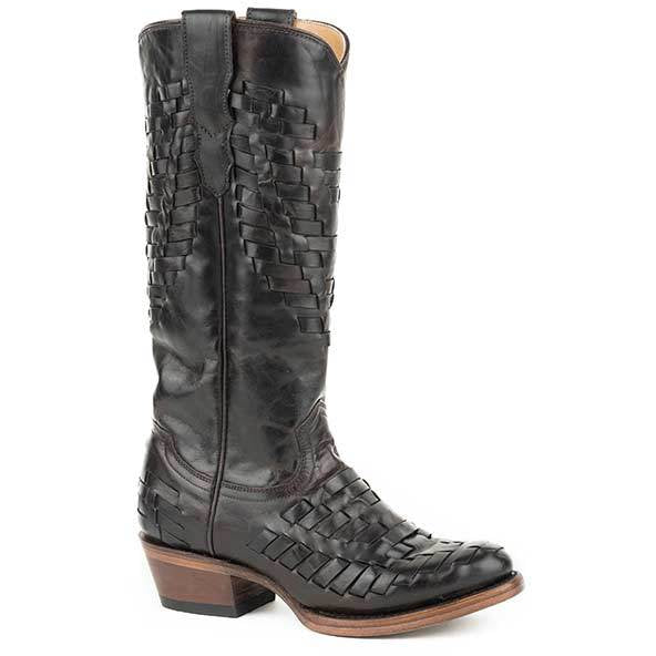 Women's Stetson Paola Leather Boots Handcrafted Black - yeehawcowboy