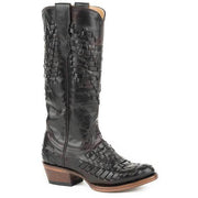 Women's Stetson Paola Leather Boots Handcrafted Black - yeehawcowboy