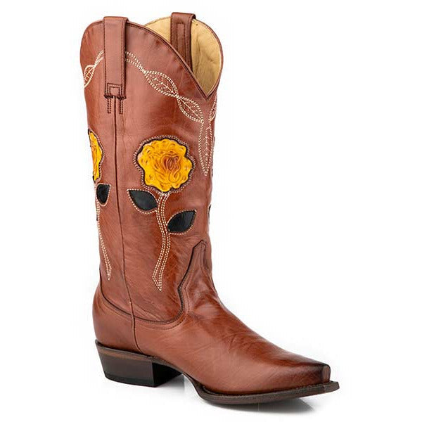 Women's Stetson Winnie Leather Boots Handcrafted Brown - yeehawcowboy