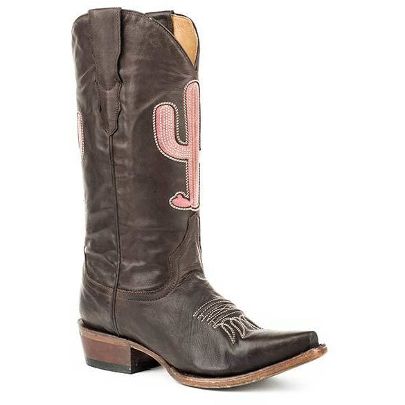 Women's Stetson Arizona Leather Boots Handcrafted Brown - yeehawcowboy