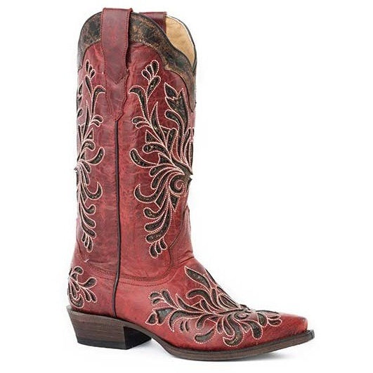 Women's Stetson Siren Boots Snip Toe Handmade Red - yeehawcowboy