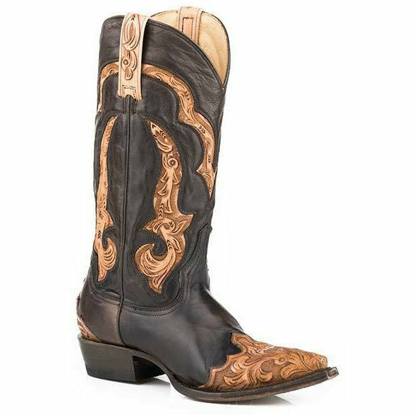 Women's Stetson Hartley Leather Boots Handcrafted Brown - yeehawcowboy