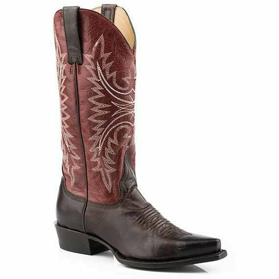 Women's Stetson Freya Leather Boots Handcrafted Brown - yeehawcowboy