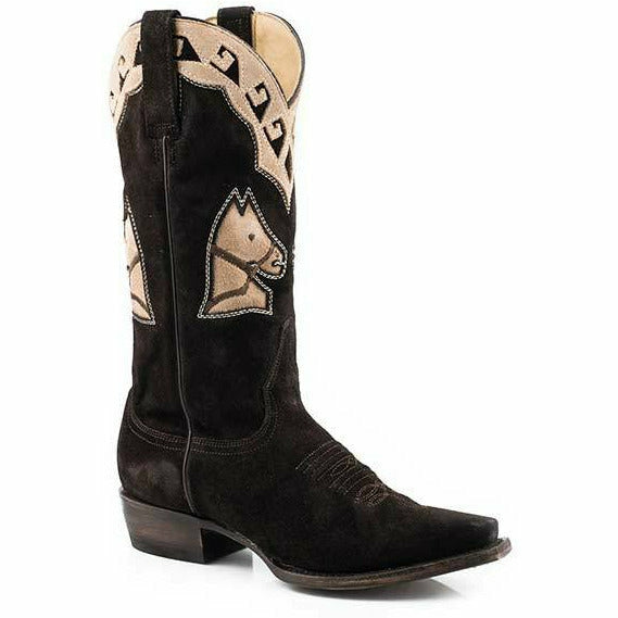 Women's Stetson Dale Suede Boots Handcrafted Brown - yeehawcowboy