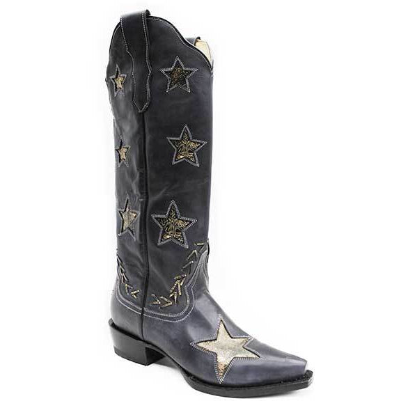 Women's Stetson Big Star Leather Boots Handcrafted Black - yeehawcowboy