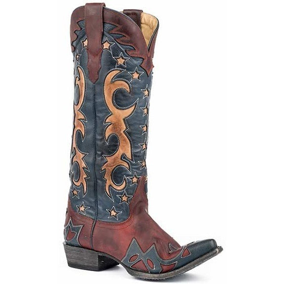 Women's Stetson America Boots Snip Toe Handcrafted Red - yeehawcowboy
