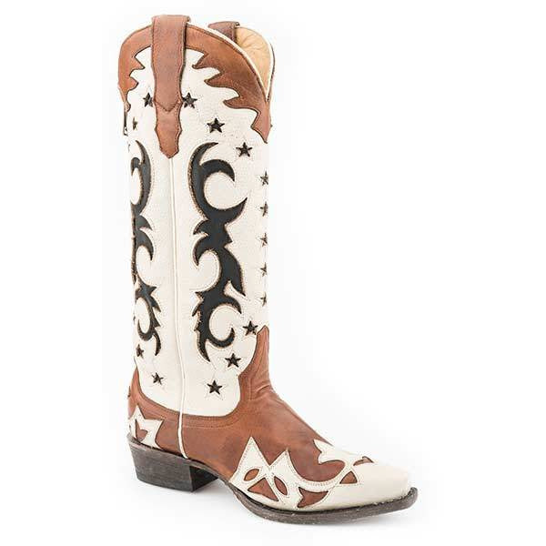 Women's Stetson Liberty Leather Boots Handcrafted White - yeehawcowboy