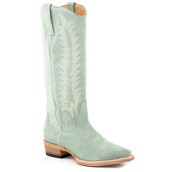 Women's Stetson Emme Suede Boots Handcrafted Aqua - yeehawcowboy
