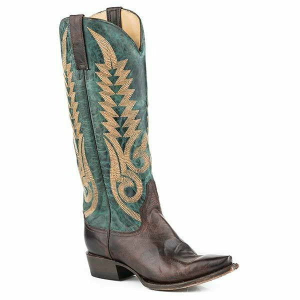 Women's Stetson June Leather Boots Handcrafted Brown - yeehawcowboy