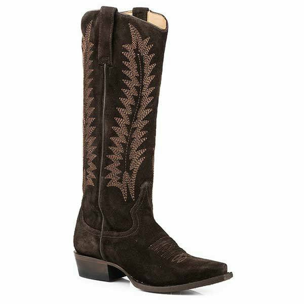 Women's Stetson Emme Suede Boots Handcrafted Brown - yeehawcowboy