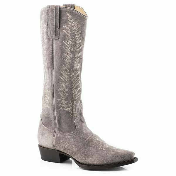 Women's Stetson Emme Suede Boots Handcrafted Gray - yeehawcowboy