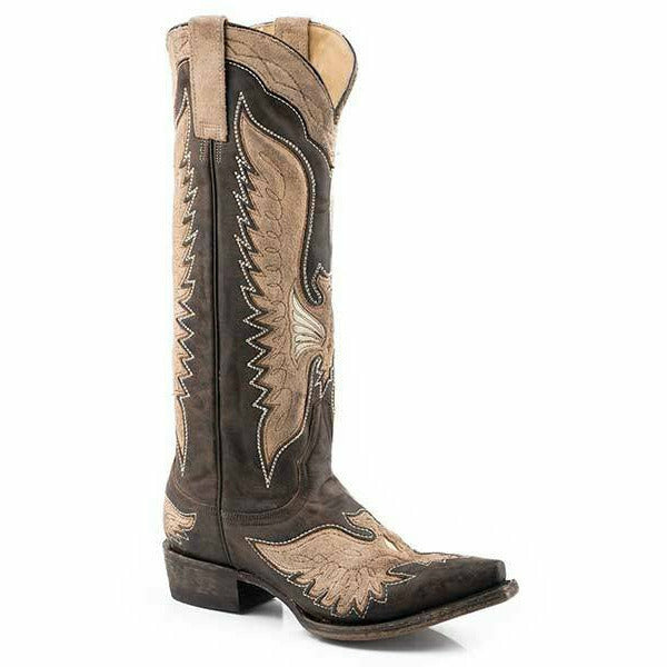 Women's Stetson Lottie Leather Boots Handcrafted Brown - yeehawcowboy