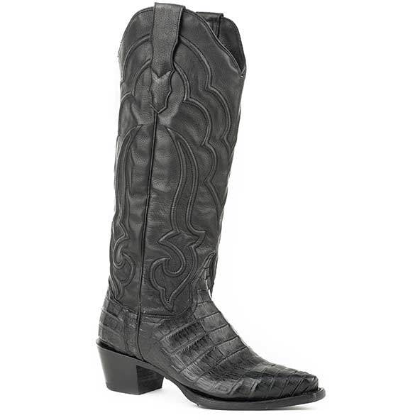 Women's Stetson Talita Caiman Boots Handcrafted Black - yeehawcowboy