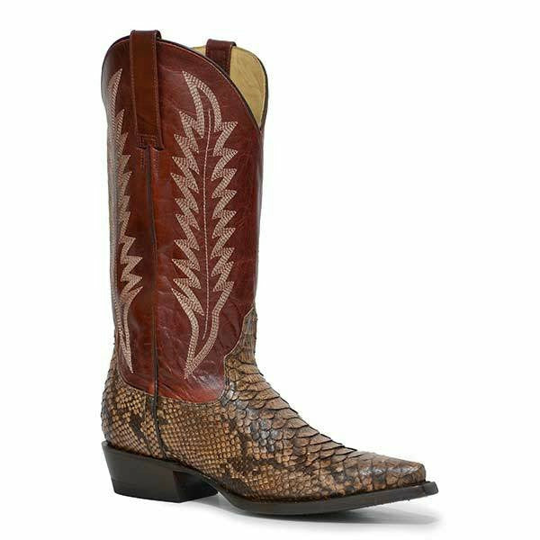 Women's Stetson Ember Python Boots Handcrafted Brown - yeehawcowboy