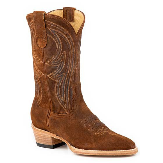 Women's Stetson Nora Boots Handcrafted Suede Brown - yeehawcowboy