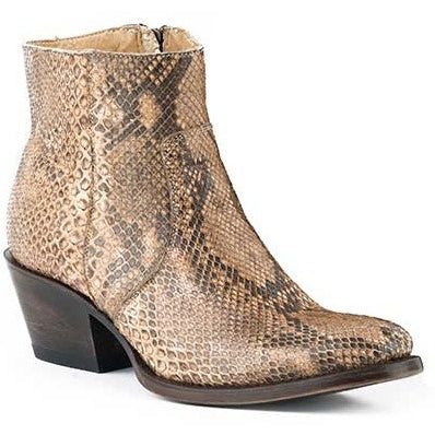 Women's Stetson Venice Python Boots Round Toe Handcrafted Natural - yeehawcowboy