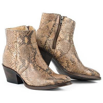 Women's Stetson Venice Python Boots Round Toe Handcrafted Natural - yeehawcowboy