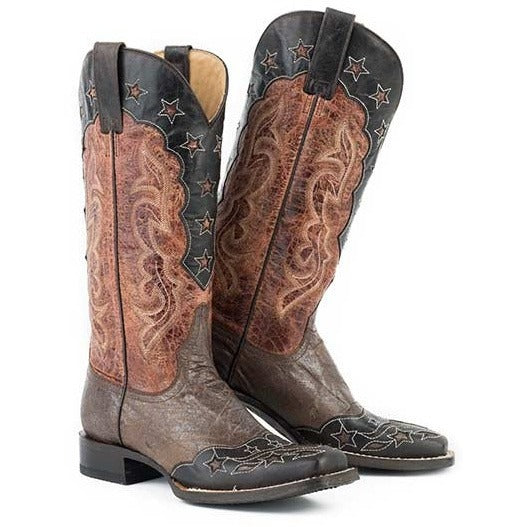 Women's Stetson Loyal Boots Narrow Square Toe Handmade Brown - yeehawcowboy