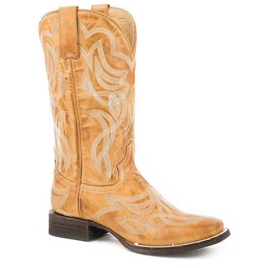 Women's Stetson Reese Leather Boots Handcrafted Tan - yeehawcowboy