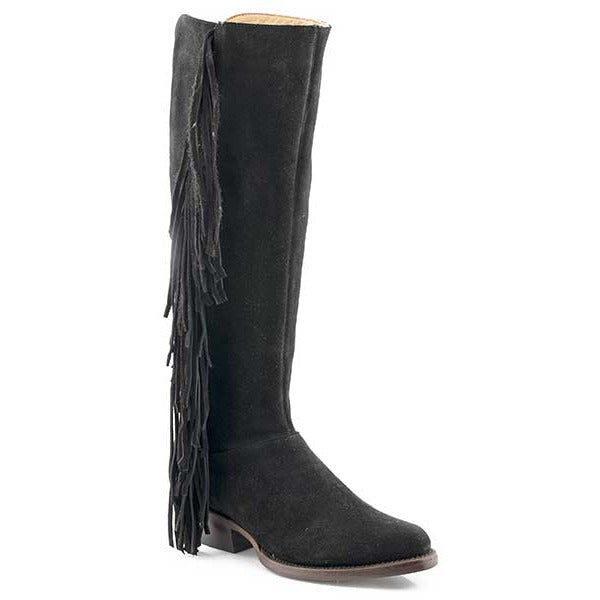 Women's Stetson Dani Suede Boots Handcrafted Black - yeehawcowboy