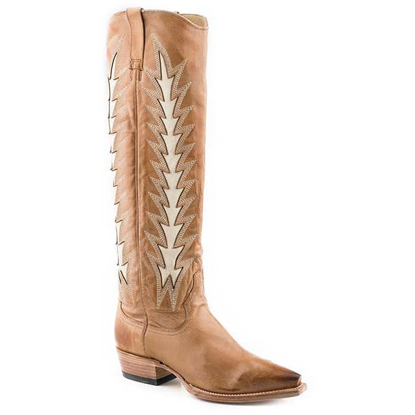 Women's Stetson Johnnie Leather Boots Handcrafted Gold - yeehawcowboy