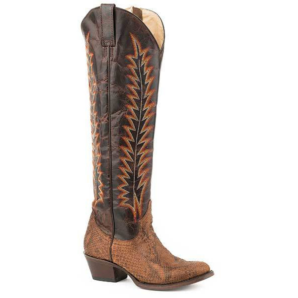 Women's Stetson Miley Python Boots Handcrafted Brown - yeehawcowboy