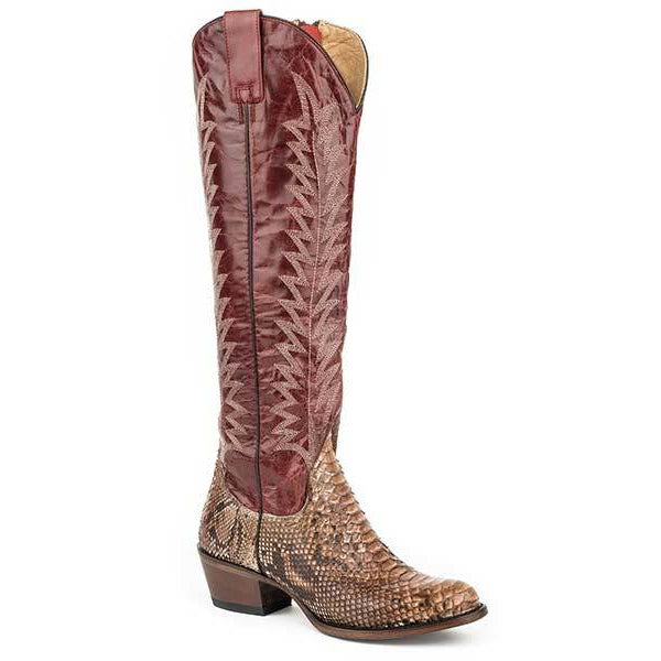 Women's Stetson Ruby Python Boots Handcrafted Brown - yeehawcowboy