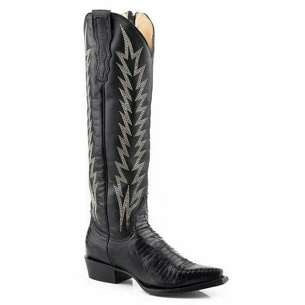 Women's Stetson Talia Teju Boots Handcrafted Black - yeehawcowboy