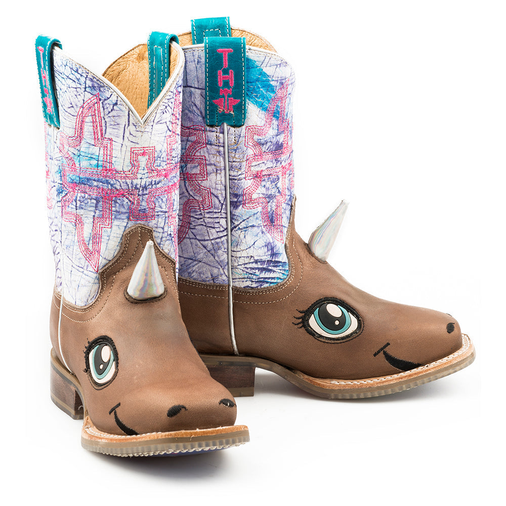 Kid's Tin Haul Unicorn Boots with My Ride Sole Handcrafted Tan - yeehawcowboy