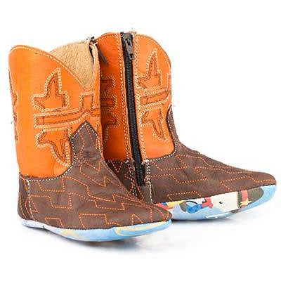 Baby Tin Haul Lil Horsepower Boots With Cowbaby Rider Sole Handcrafted Brown - yeehawcowboy