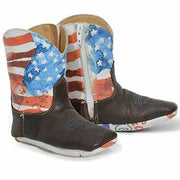 Baby Tin Haul American Mini Boots with Red, White & Cute Sole Handcrafted Brown - yeehawcowboy