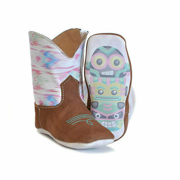 Baby Tin Haul Mini Colt Boots with New Tribe Sole Handcrafted Brown - yeehawcowboy