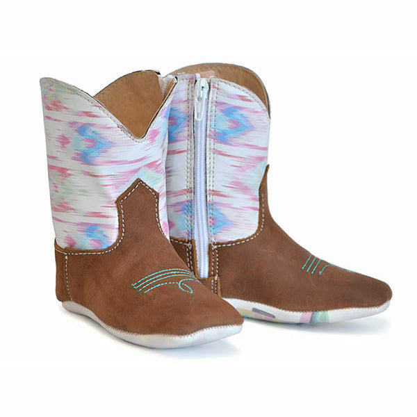 Baby Tin Haul Mini Colt Boots with New Tribe Sole Handcrafted Brown - yeehawcowboy