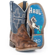 Kid's Tin Haul Rough Stock Boots Handcrafted Brown - yeehawcowboy