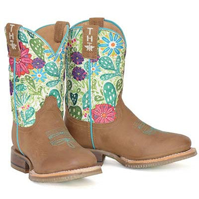 Kid's Tin Haul Sparkles Boots With Razor Sharp Sole Handcrafted Brown - yeehawcowboy