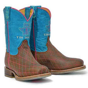 Kid's Tin Haul Hearts & Colts Boots With To The Barn & Back Sole Handcrafted Brown - yeehawcowboy