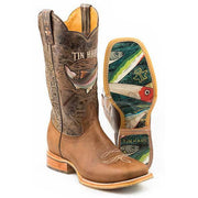 Men's Tin Haul Alpha Angler Boots with Fishing Lure Sole Handcrafted Brown - yeehawcowboy