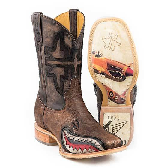 Men's Tin Haul Warhawk Bullhide Boots Handcrafted Brown - yeehawcowboy